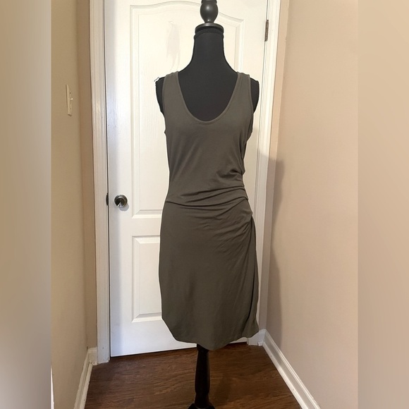 Athleta Della Tank Ruched Waist Dress Tuscan Olive Green Size S Stretch Casual - Picture 4 of 11